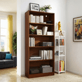 thumbnail image 2 of Brown 5 Tier Book Shelf, 71" Tall Large Bookshelf, Standing Wood Display Book Shelf for Living Room, Office, Library, 2 of 7