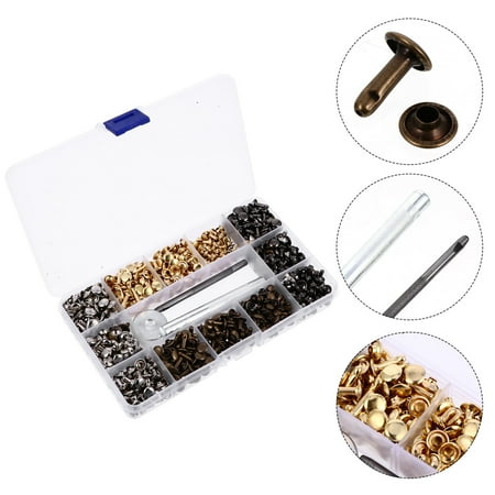 TAILTOSS 480-Pcs Brass Rivet Assorted Color Round Metal Studs for Leather Craft Bag Clothing Shoes Belts Dog Collar