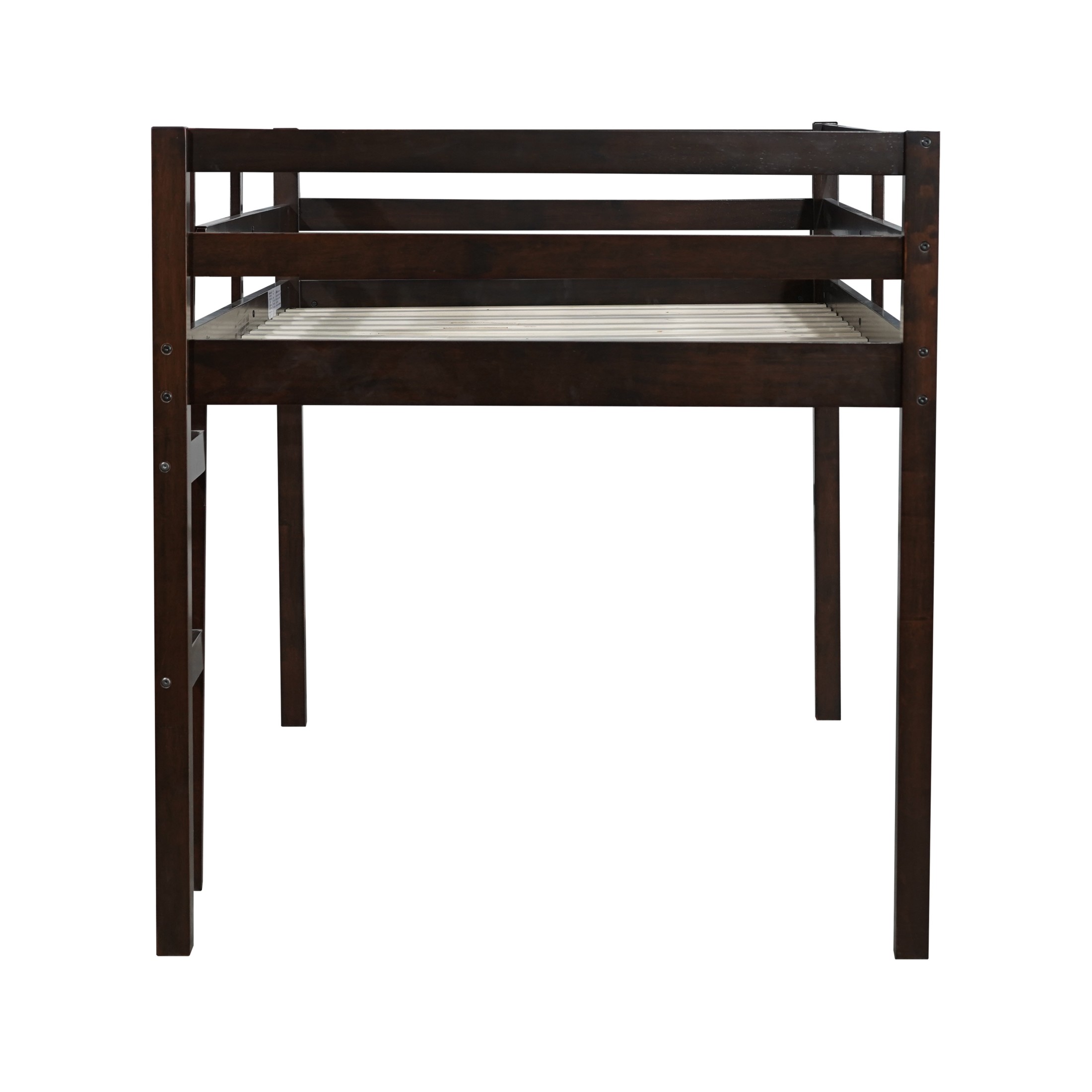 Noble House Modern Tilda Twin Loft Bed, Solid Rubber Wood Frame with Ladder, Spacious Under for Kids, Espresso
