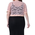 thumbnail image 3 of Agnes Orinda Women's Plus Size Cropped Cardigans Open Front Short Sleeve Floral Lace Sheer Bolero Shrugs 2X Pink, 3 of 6