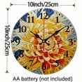 thumbnail image 3 of Pratyus Flowers Round Wooden Wall Clock for Home Decor, Battery Operated - Perfect for Living Rooms, Kitchens, Dorms 10x10in, 3 of 8