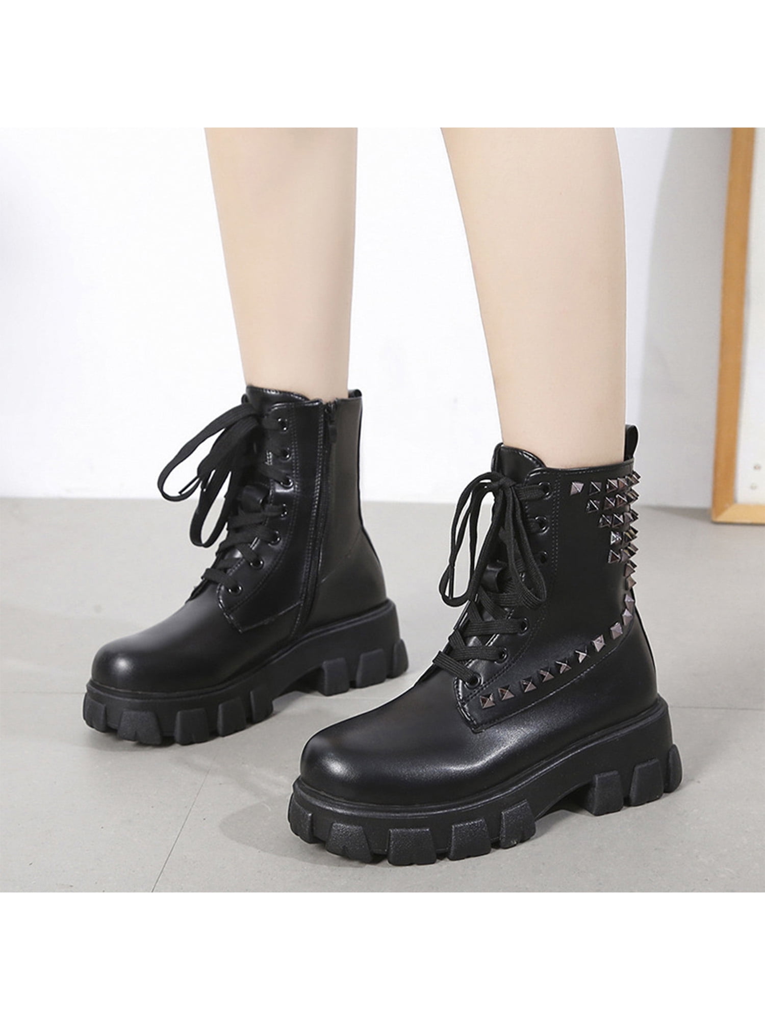Details about Women's Military Boots Motorcycle Lace Up Zip Combat Chunky Heel Ankle Booties Details about Women's Military Boots Motorcycle Lace Up Zip Combat Chunky Heel Ankle Booties