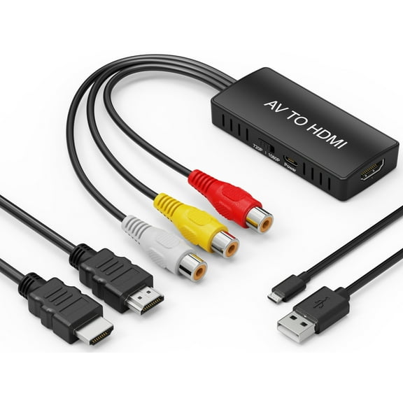 VIXLW RCA to HDMI Converter, AV to HDMI Converter, 1080P Mini Composite to HDMI Adapter Support PAL/NTSC for PC, Laptop, TV