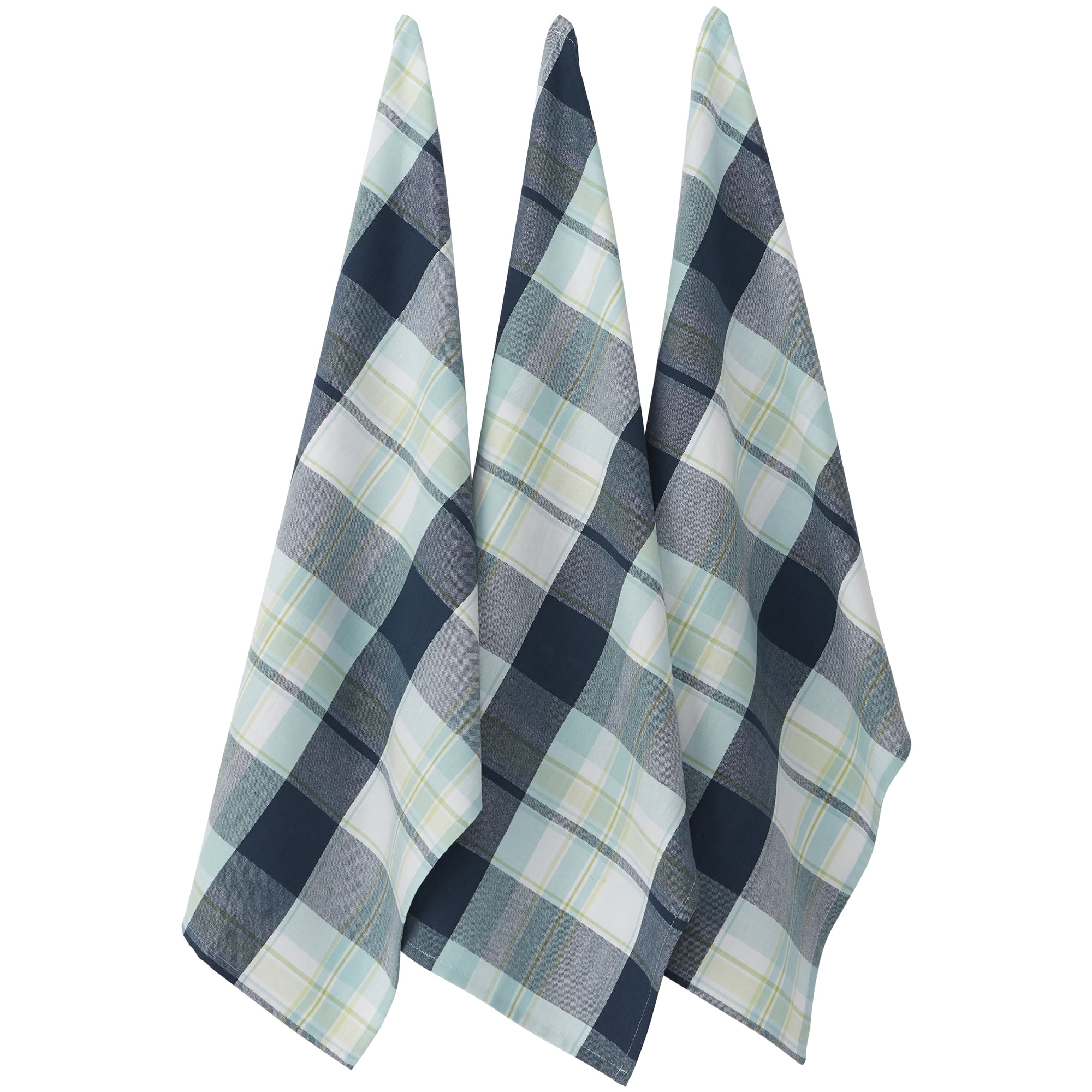 DII 100 Cotton Lake Plaid Kitchen Towels, Set of 2