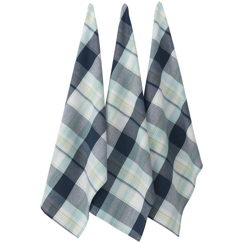 DII 100 Cotton Lake Plaid Kitchen Towels, Set of 2