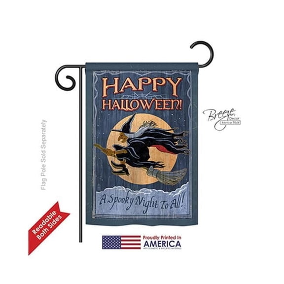 Breeze Decor 62063 Halloween A Spooky Night To All 2-Sided Impression Garden Flag - 13 x 18.5 in.