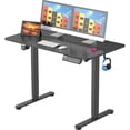 thumbnail image 1 of Ergonomic Home Office Standing Desk, 43.3 x 24 inch Electric Motor Height Adjustable Sit Stand Desk with One-piece Tabletop, Side Hooks and Cable Management, 1 of 9