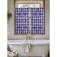 thumbnail image 4 of Purple Plaid 2 Panel Kitchen Curtains for Windows, Modern Art Checkered Farmhouse Bathroom Privacy Curtain, Home Décor Window Treatment for Bedroom/Living Room 55"x45", 4 of 6