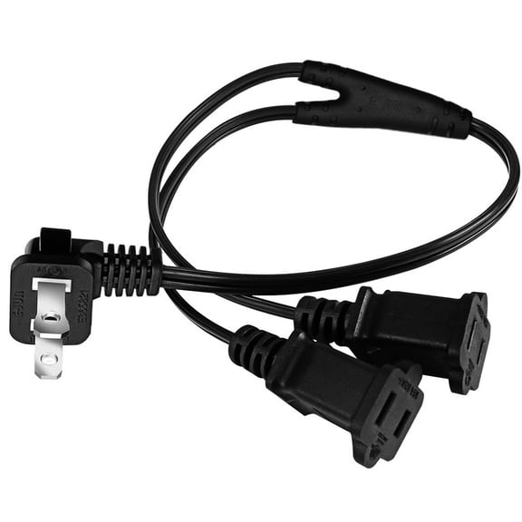 Strhowill Elbow Polarized NEMA 1-15P TO 2 X 1-15R Splitter Cord, NEMA 1-15P to Dual 1-15R 2-Prong 1 Male-2 Female Y Splitter Power Cord Cable,UL SPT-2,Expand two devices