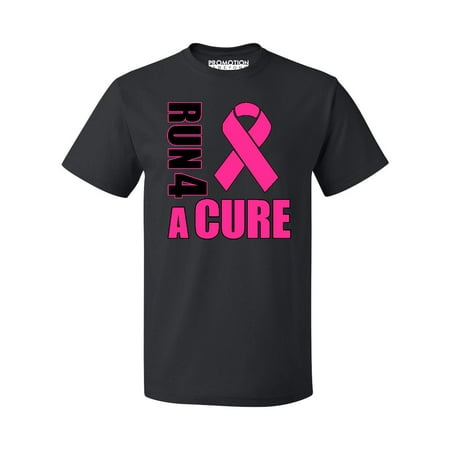 Promotion & Beyond Run For A Cure Breast Cancer Awareness Men's T-shirt, 3XL, (Best Cancer Cure In The World)