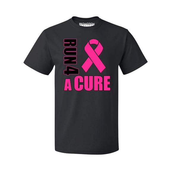 Promotion & Beyond Run For A Cure Breast Cancer Awareness Men's T-shirt, 2XL, Black
