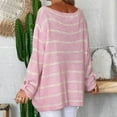 thumbnail image 4 of Solid Color Contrast Stripe Pullover Round Neck Loose Sweater For Women, 4 of 6