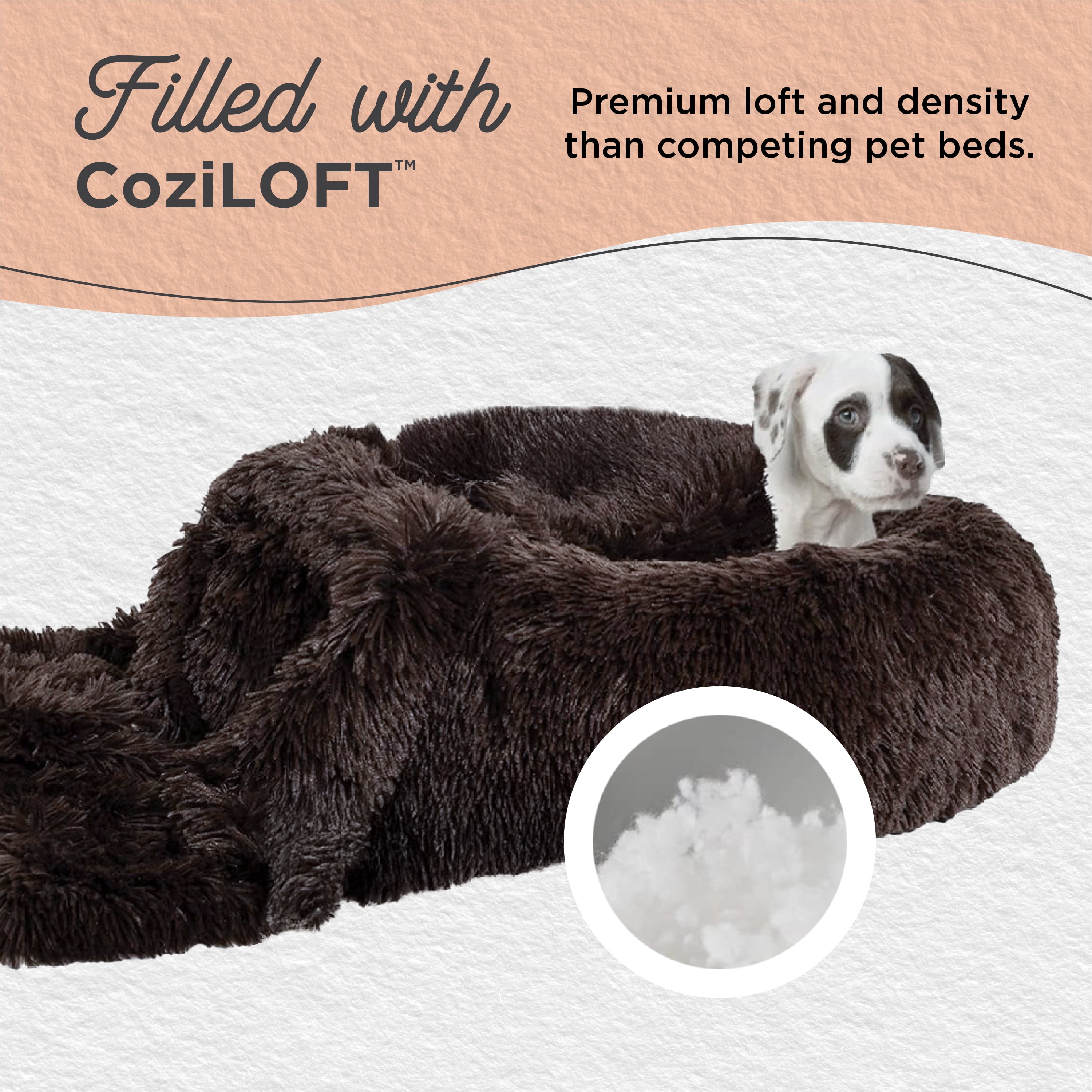 Best Friends by Sheri Bundle Set The Original Calming Shag Donut Cuddler Cat and Dog Bed + Pet Throw Blanket, Dark Chocolate, Extra Large, 45x45
