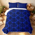 thumbnail image 3 of Erosebridal Hippie Damask Twin Quilt Set, Boho Blossom Twin Coverlet Set, Royal Blue Black 2-Piece, 1 Bedspread and 1 Pillowcase, 3 of 7