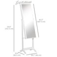 thumbnail image 2 of Armoire à Bijoux sur Pied : Verrouillable, Miroir Pleine Longueur, 4 Angles Réglables, Blanc, 2 of 6
