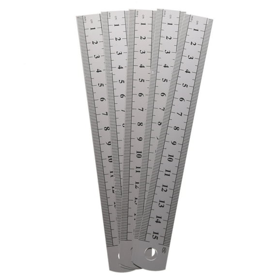 5 Pcs Dual Side Marked 15cm 6 inch Stainless Steel Straight Ruler