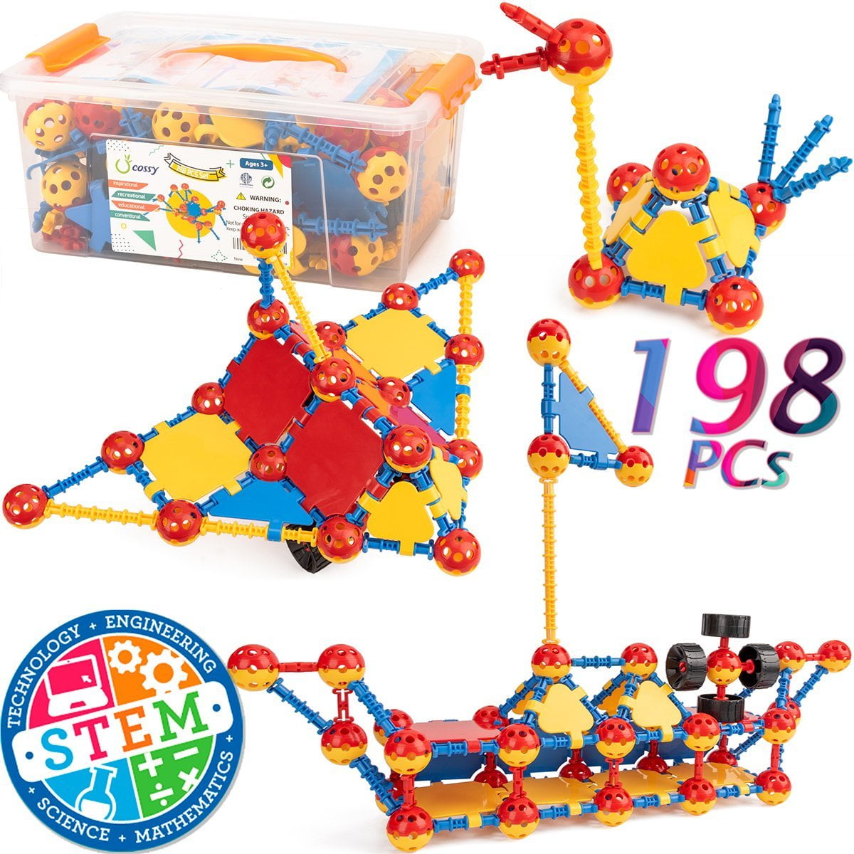 cossy STEM Learning Toy Engineering Construction Building Blocks 198 ...