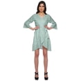thumbnail image 1 of Moomaya Printed Short Ruffle Style Crossover Robe Bridesmaid Getting Ready Shirt, 1 of 5