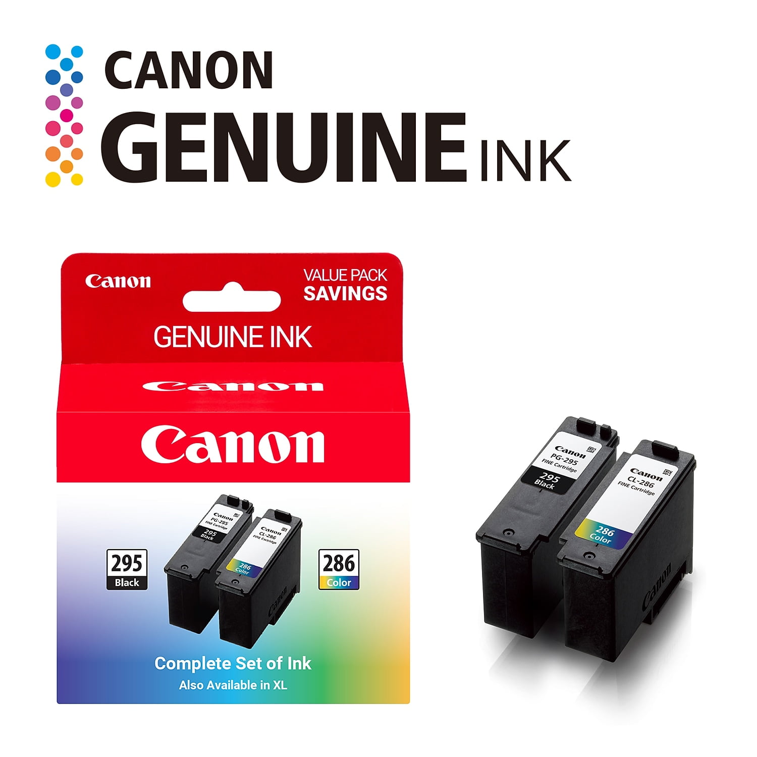 Canon PG-295/CL-286 Black/Tri-Color Standard Yield Ink Cartridge 2/Pack (7165C004)