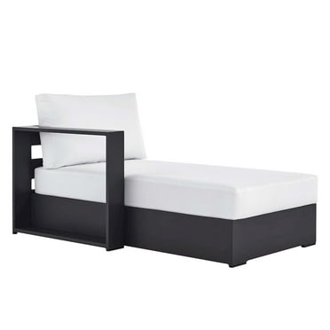 Modway Tahoe Outdoor Patio Powder-Coated Aluminum Modular Left-Facing Chaise Lounge in Gray White
