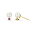 thumbnail image 1 of Freshwater Pearl with Birthstone Stud Earrings, 1 of 2