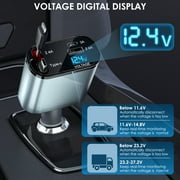 4 in 1 Retractable Car Charger, 66W Fast Car Phone Charger with Retractable Cables and 2 USB Port, Car Charger Adapter Compatible with iPhone 16/15/14/13/12/11,Galaxy,Pixel