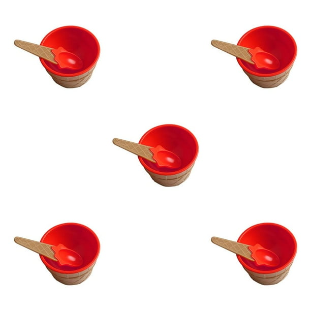 Bearachild Taza de helado para niños Postre para niños Mezcla de helado Tazón de PP con cuchara Vajilla Vajilla, rojo brillante Type2 NO2 Bearachild CBP146442