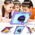 thumbnail image 5 of Dteck iPad Pro 11 2021 3rd Gen/2020 2nd Gen /2018 1st Case with Pencil Holder, Full-Body Rugged Shockproof Protective Cover Hand Strap & Shoulder Strap+360 Rotation Stand Cover,Purple+Mint Green, 5 of 9