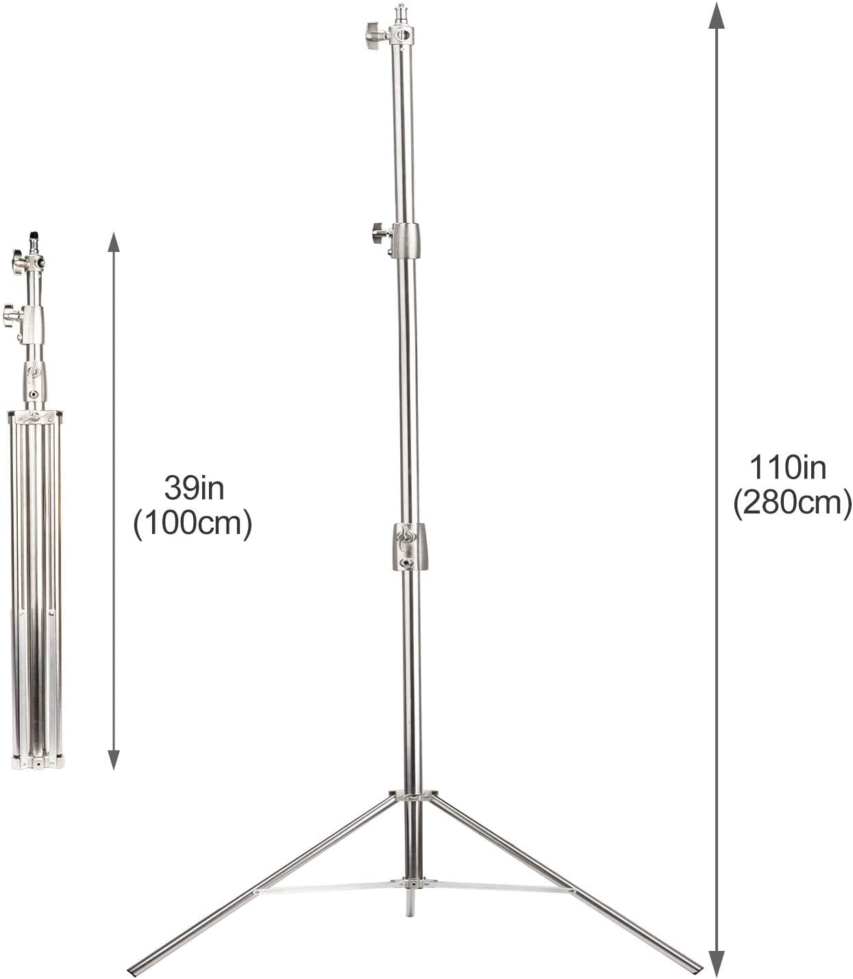 EACHSHOT 2 Supporti Per Luci Da Studio Con Borsa, Altezza Regolabile 99-280 Cm, Adattatori 1/4-3/8 In Acciaio Inox - 3