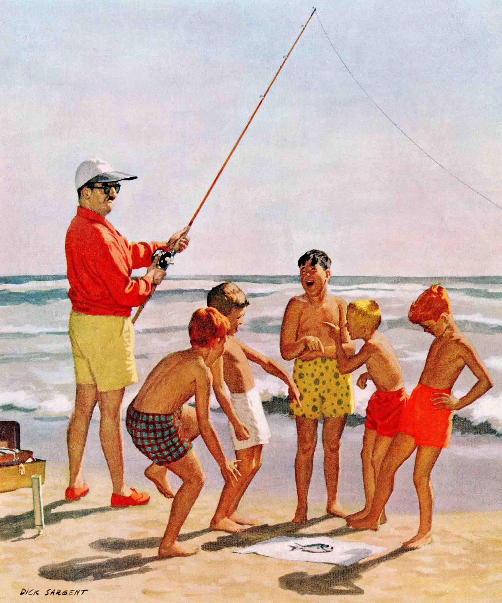 Marmont Hill Big Pole Little Fish by Richard Sargent Painting Print on Canvas