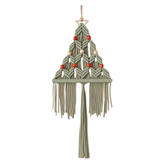 Tapiz de pared del árbol de Navidad bohemio | Decoración tejida a mano con borlas | Acento festivo navideño para dormitorio del salón | Arte Textil Duradero | Fácil de colgar | 1 pieza tejida