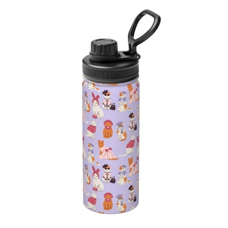

Ocsxa Fashionable Cats Print 18oz Stainless Steel Water Bottle Unisex Water Bottle Insulated Sports Water Cup Flask for Cold Water Drinks/Sports/Travel/Car/School