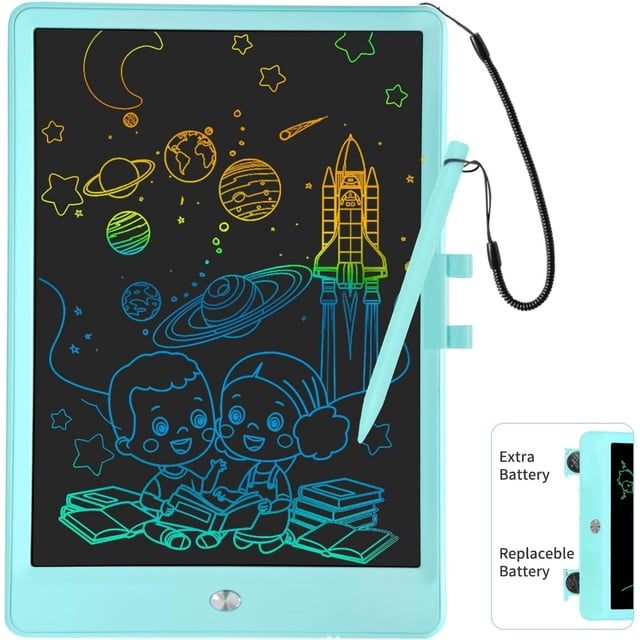 Tableta de escritura LCD para niños Tablero de dibujo colorido para niños pequeños de 10 pulgadas Almohadillas de dibujo electrónicas reutilizables Juguete educativo y de aprendizaje (azul)