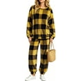 thumbnail image 6 of QATAINLAV Women's Fleece Pajamas Winter Warm Plush Pajama 2 Piece Set Fashion Plaid Fluffy Sleepwear, 6 of 7