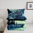 thumbnail image 5 of Manfei Gray Wolf Full Size Comforter Sets,Icy Woodland Pattern Bedding Comforter Set,Black Reversible,3-Piece,1 Comforter and 2 Pillowcases, 5 of 7