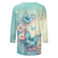 thumbnail image 5 of TSADFHJI Hauts Mignons pour Femmes Sortie Grande Taille Hauts Mi-Longs Manches Trois-Quarts T-Shirts Graphiques T-Shirts Décontractés Col Rond Tunique L Bleu Ciel, 5 of 5