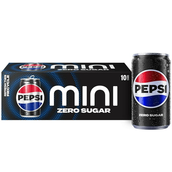 Pepsi Zero Sugar Mini Cans, 7.5 Oz (Pack Of 10) Packaging May Vary