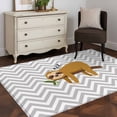 thumbnail image 3 of Funny Sloth Area Rugs 4'x6', Washable Small Throw Rugs for Office Bathroom, Cute Watercolor Animals on Branch Grey Stripe Indoor Outdoor Rug Non-Slip Low Pile Carpet Runner Reversible Floor Mats, 3 of 8