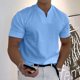 thumbnail image 2 of Camiseta de verano con cuello en V para hombre de gimnasio con bolsillo de algodón elástico suave transpirable Fitness camisa de manga corta para hombre, 2 of 4