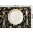thumbnail image 2 of Mushroom Placemats Set of 4, 18x12 Inch Vintage Rustic Botanical Green Leaves Wildflower Mushroom Black Abstract Aesthetic Art Print Table Mats for Home Party Kitchen Dining Decor, 2 of 6