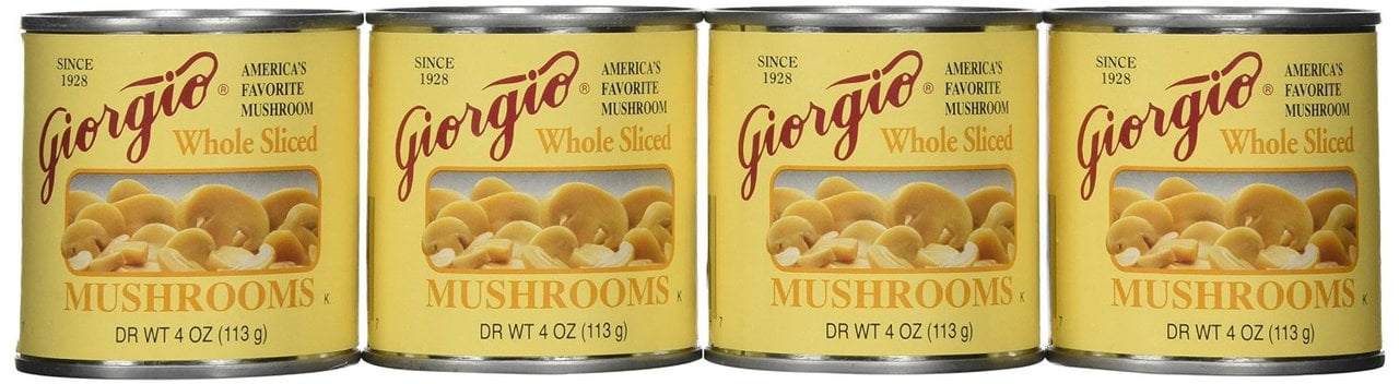 Giorgio whole sliced Mushrooms, 4 0z. Cans, 12 Count by