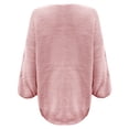 thumbnail image 4 of VISALY V Neck Pullover Sweater Knit Sweater Womens Fall Sweaters 2024 Chunky Loose Long Sleeve V Neck Oversized Casual Knit Pullover Tops Crochet Sweaters Womens Sweatshirts Women Pullover Pink S, 4 of 7