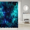 thumbnail image 2 of Manfei Dreamy Teal Galaxy Shower Curtain 72Wx72L,Sparkling Stars Print Bathroom Curtain, 2 of 5