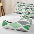 thumbnail image 4 of Castle Fairy Mid Century Geometric Quatrefoil Quilt King 3 Pieces,Abstract Grid Motif King Coverlet Set,Green Gray Offwhite,1 Bedspread and 2 Pillowcases, 4 of 7