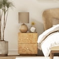 thumbnail image 6 of Modern 2 Drawer Nightstand with Elegant Burl Finish, Wood Bedside Table with Storage, Stylish Accent Side Table for Bedroom, Home Décor and Small Space Furniture, 6 of 7