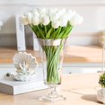 thumbnail image 3 of 10 Stunning Realistic Touch PU Artificial Tulip Bouquet with Stem-Wihte, 3 of 5