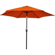 TANGKULA 10FT Patio Umbrella, Outdoor Market Table Umbrella with Push Button Tilt, Crank & 6 Sturdy Ribs, Ideal for Garden, Backyard, Deck & Pool (Orange)