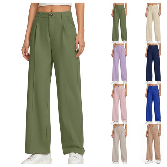 Quotay Girls Dress Pants Wide Leg for Girls Preppy Clothes Size Trousers for Girls 5-14 Years Green,5-6 Years