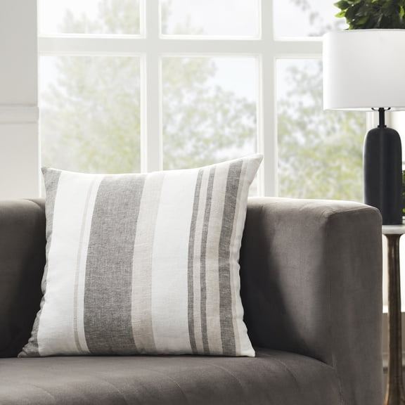 Signature Home Collection Woven Striped Pattern Throw Pillow - 20" - Gray and White