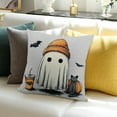 thumbnail image 3 of FCXZI Halloween Pillow Covers  Orange Pumpkin Black Bats Cute Ghost Throw Pillows Halloween Decorations Outdoor Pillowcase  Holiday Fall Home Decor Cushion Case for Couch Sofa 24x24in, 3 of 5